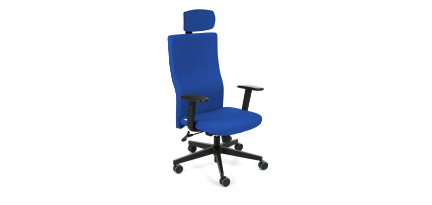 Ergonomischer Bürostuhl TEAM PLUS, Stoff, mit 1D-Armlehnen und Kopfstütze, synchroner Mechanismus, schwarze Fußstützen