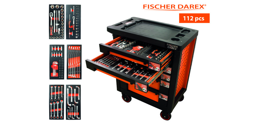 Servante équipée de 112 outils avec 6 modules