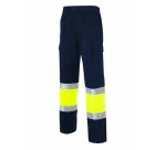 Pantalón multibolsillos alta visibilidad bicolor