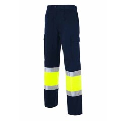 Pantalón multibolsillos alta visibilidad bicolor