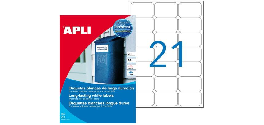 Etiquette ultra-résistante laser 63,5 x 38,1 mm blanches Apli - Pochette de 420