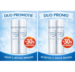 Bioderma atoderm stick lèvres duo 2x4g promo -30%