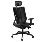 Fauteuil de bureau ergonomique MAXPRO NOIR, tissu et maille, avec accoudoirs 2D et appui-tête, mécanisme synchrone, pieds noirs