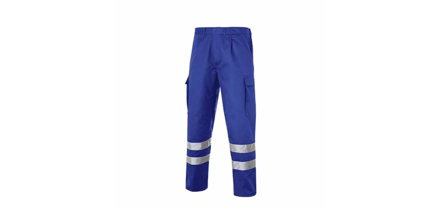 Pantalón multibolsillos 100% algodón con 2 bandas reflectantes