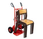 Diable porte-chaises acier 250/70 kg bavette réglable poignée à garde roue pneumatique