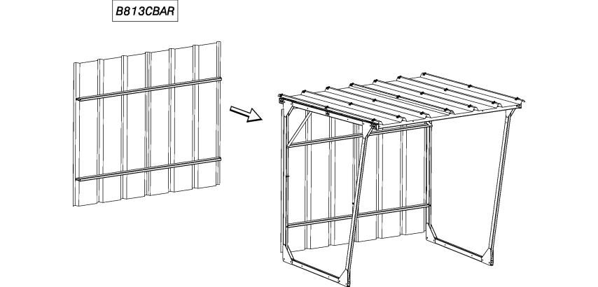 Bardage de fond pour abri B813C en tôle galva