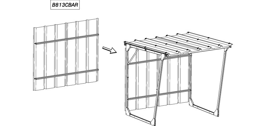 Bardage de fond pour abri B813C en tôle galva