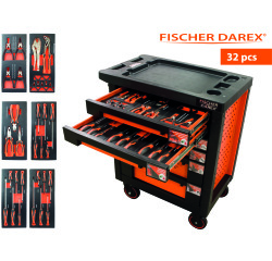 Servante équipée de 32 outils avec 9 modules