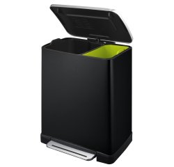 Poubelle à pédale tri sélectif E-Cube 28 + 18L - Noir