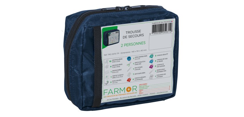 Trousse de secours Multirisques 2 personnes en tissu bleu