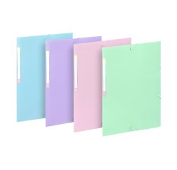 Chemise à élastiques 3 rabats A4 - RAINBOW PASTEL VIQUEL - Coloris assortis