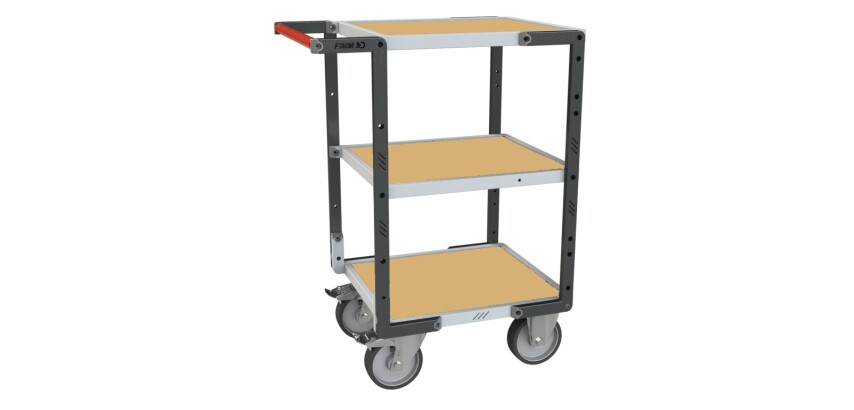 Servante Flatpack 3 plateaux médium 400 kg 550 x 500 mm roue TPE