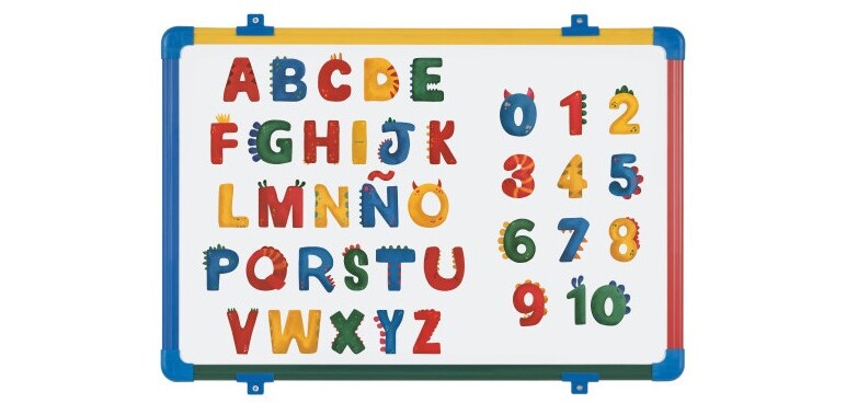 Pizarra Didactica Abecedario y numeros magnetica doble cara 600x450
