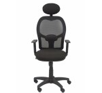 Fauteuil Alocén en maille noire, accoudoirs réglables, tête fixe, siège bali