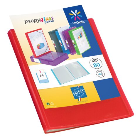 Protège-documents personnalisable Propyglass Viquel polypropylène A4 40 pochettes - 80 vues - rouge