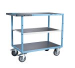 Servante mécano-soudée 3 plateaux tôle galvanisée 400 kg 1000 x 600 mm roue TPE