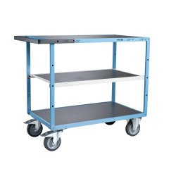 Servante mécano-soudée 3 plateaux tôle galvanisée 400 kg 1000 x 600 mm roue TPE