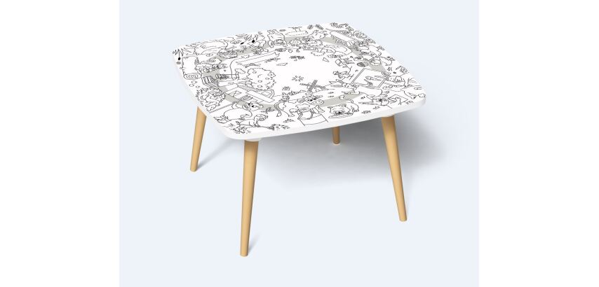 Table basse KIDS à colorier - Motif Ferme - Lot de 2