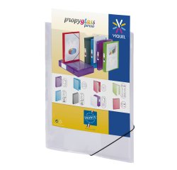 Chemise à élastique 3 rabats plastique personnalisable PROPYGLASS  Viquel 24 x 32 cm dos 1,5 cm couleur transparente incolore
