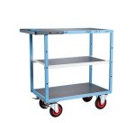 Servante mécano-soudée 3 plateaux tôle galvanisée 400 kg 850 x 500 mm roue caoutchouc
