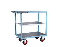 Servante mécano-soudée 3 plateaux tôle galvanisée 400 kg 850 x 500 mm roue caoutchouc