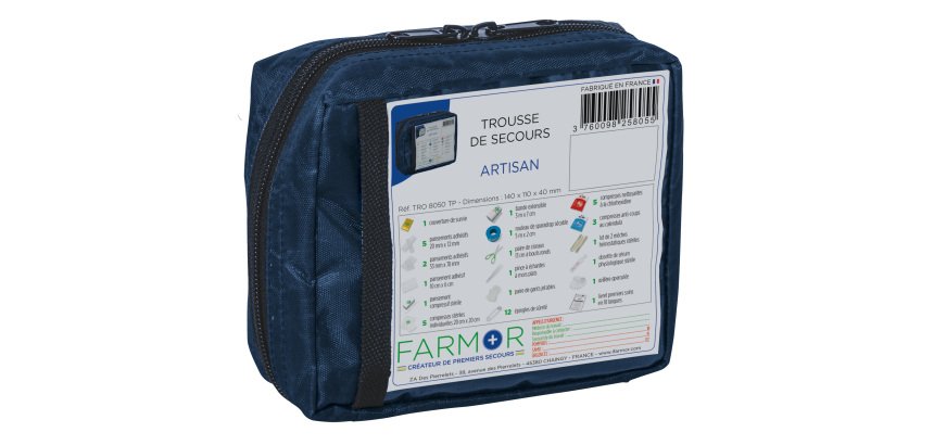 Trousse de secours Artisan 2/4 personnes en tissu bleu
