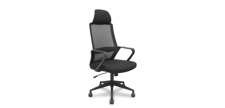 Pro534 office chair with mesh backrest, fabric seat, pyramidal base, nylon casters