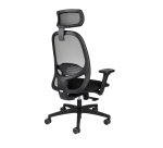 Ergonomischer Bürostuhl NODI, Stoff und Netz, mit 3D-Armlehnen und Kopfstütze, synchroner Mechanismus, schwarze Beine