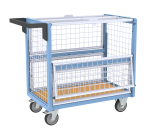 Chariot conteneur grillagé avec toit, 850 x 500 mm, 250 kg