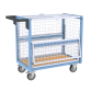 Chariot conteneur grillagé avec toit, 850 x 500 mm, 250 kg