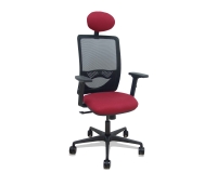 Silla de oficina Zulema con reposabrazos 2D y cabecera - Burdeos