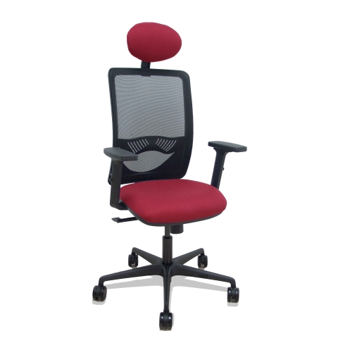 Silla de oficina Zulema con reposabrazos 2D y cabecera - Burdeos