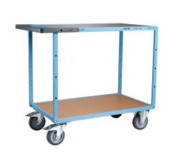 Servante mécano-soudée 2 plateaux médium 400 kg 1000 x 600 mm roue TPE