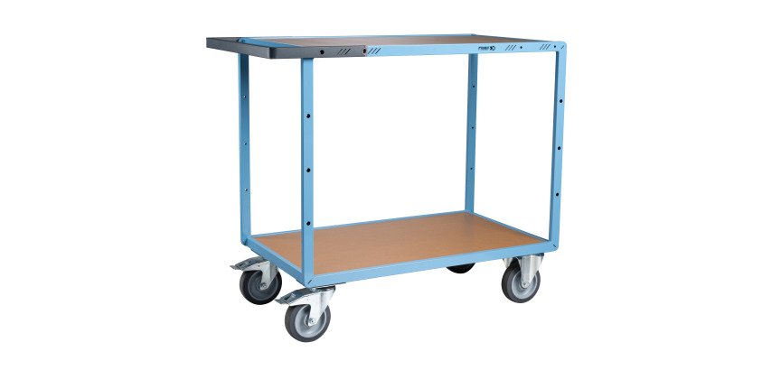 Servante mécano-soudée 2 plateaux médium 400 kg 1000 x 600 mm roue TPE