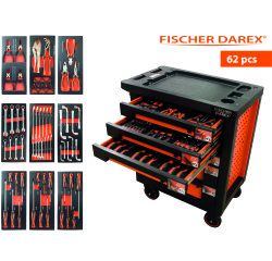 Servante équipée de 62 outils avec 9 modules