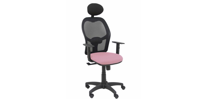 Silla de oficina Alocén malla con brazos regulables y cabecero - Asiento Rosa