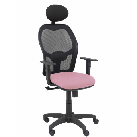 Silla de oficina Alocén malla con brazos regulables y cabecero - Asiento Rosa