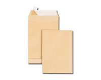 Boite de 250 sacs à soufflets kraft brun B5 176x250 120 g/m² bande de protection