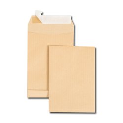 Boite de 250 sacs à soufflets kraft brun B5 176x250 120 g/m² bande de protection