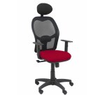 Silla de oficina Alocén malla con brazos regulables y cabecero - Asiento Burdeos