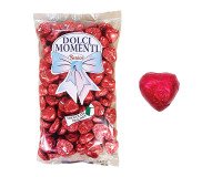 Corazones rojos de chocolate 8 g - Bote de 1 kilo