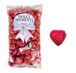 Corazones rojos de chocolate 8 g - Bote de 1 kilo