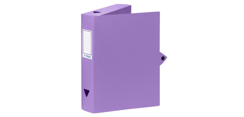 Boîte de classement plastique ViQuel Class Doc - Essentiel Recycle - dos 6 cm - mauve