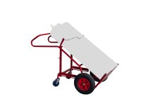 Diable porte-bouteilles à basculement assisté avec béquille acier 250 kg bavette fixe profondeur 280 mm roue pneumatique