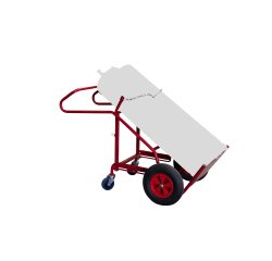 Diable porte-bouteilles à basculement assisté avec béquille acier 250 kg bavette fixe profondeur 280 mm roue pneumatique