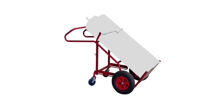 Diable porte-bouteilles à basculement assisté avec béquille acier 250 kg bavette fixe profondeur 280 mm roue pneumatique