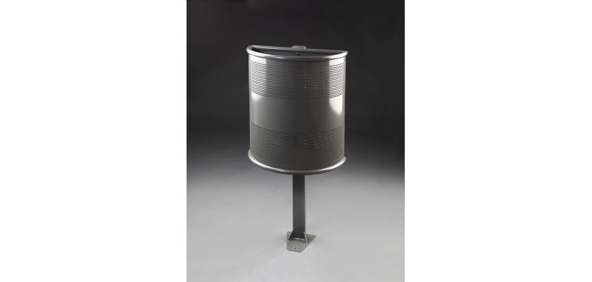 Papelera negra semicircular exterior suelos 60L Dahi