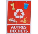 Lot de 3 panneaux tri sélectif : 1 pour PLASTIQUE + 1 pour PAPIER + 1 pour AUTRES DECHETS