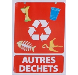 Lot de 3 panneaux tri sélectif : 1 pour PLASTIQUE + 1 pour PAPIER + 1 pour AUTRES DECHETS