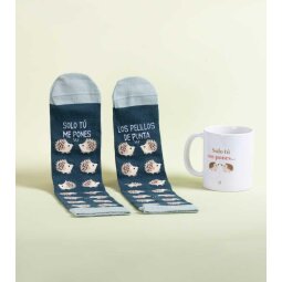 Kit Taza + Calcetines "Me pones los pelillos de punta"  talla 42-46
